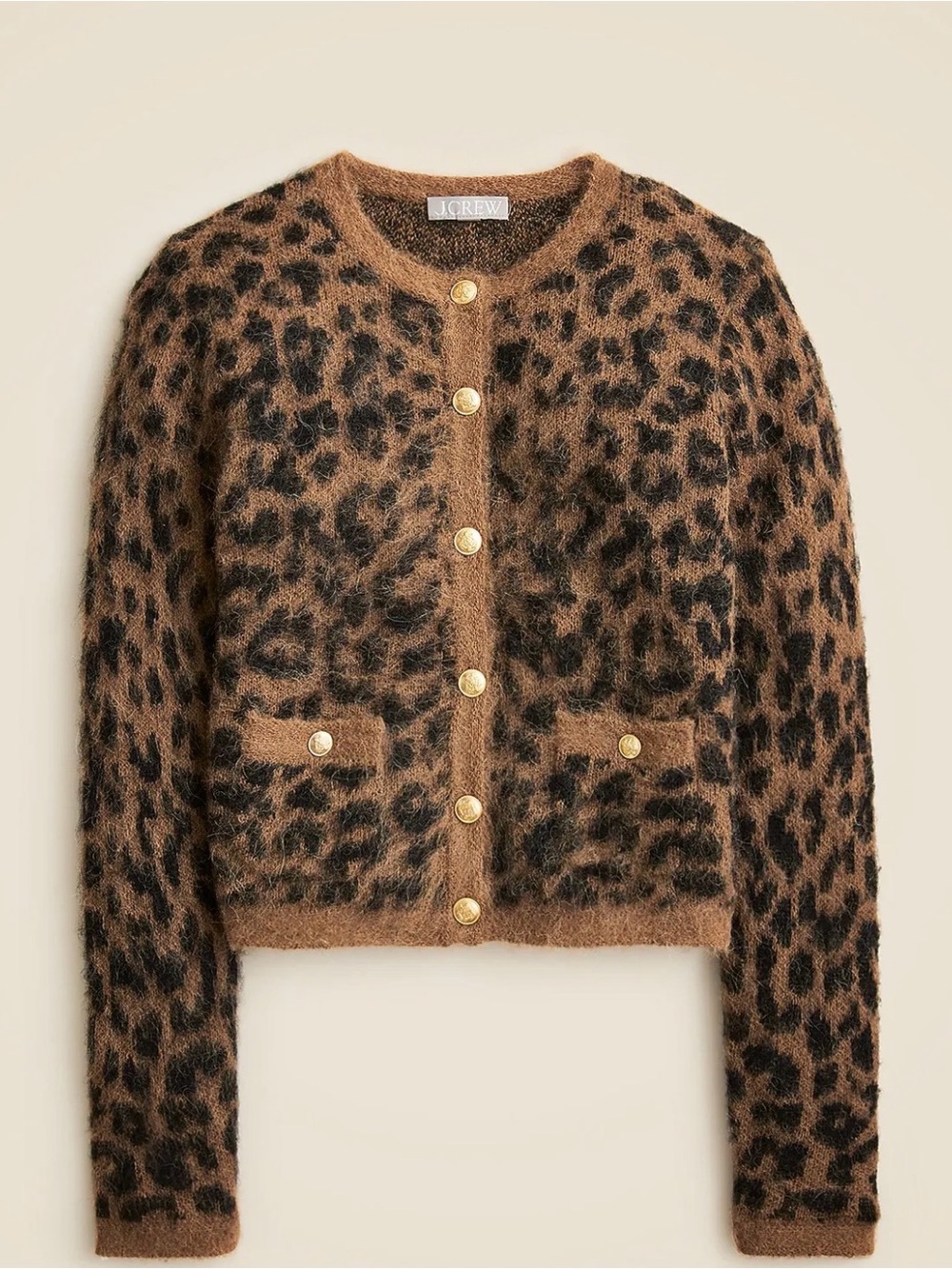 J. Crew Leopard-Print Lady-Jacket sweater size medium